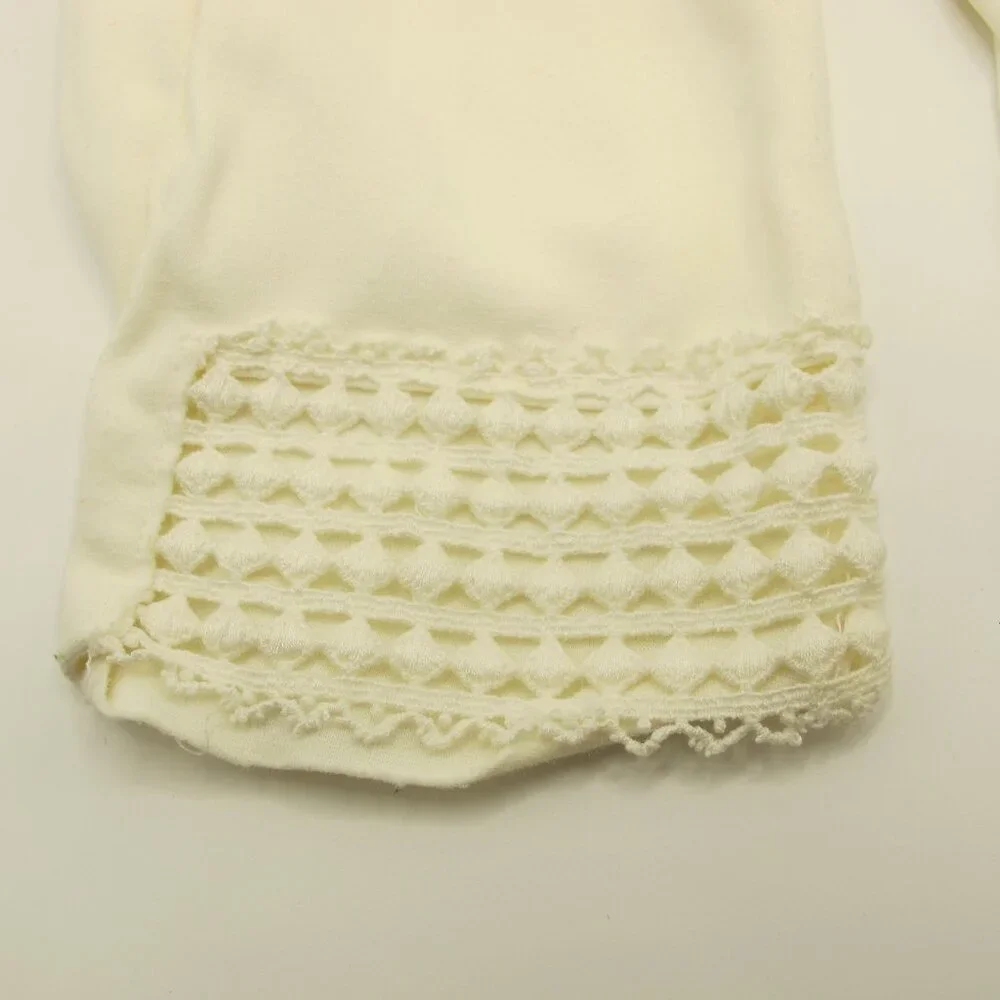 Ladies white nylon gloves with crochet detail at wrists – one size fits all